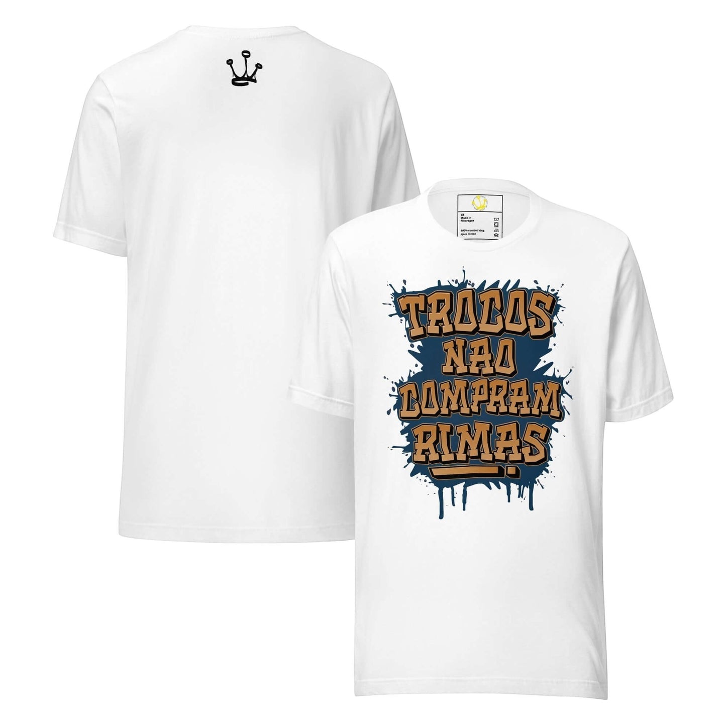 T-shirt streetwear | "Trocos não compram rimas" - Astredik A t-shirt streetwear “Trocos Não Compram Rimas” da Astredik é a escolha perfeita para quem vive a cultura hip-hop em Portugal. Esta t-shirt streetwear não é apenas roupa: é uma mensagem de resistê